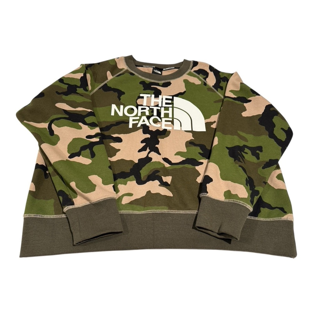 The North Face Women's Camo‎ Crew Neck Sweatshirt Slightly Cropped Size L